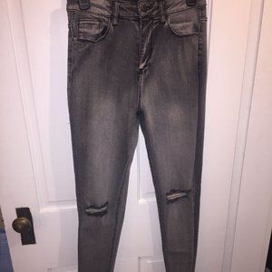 Forever 21 high waisted grey/gray ripped jeans